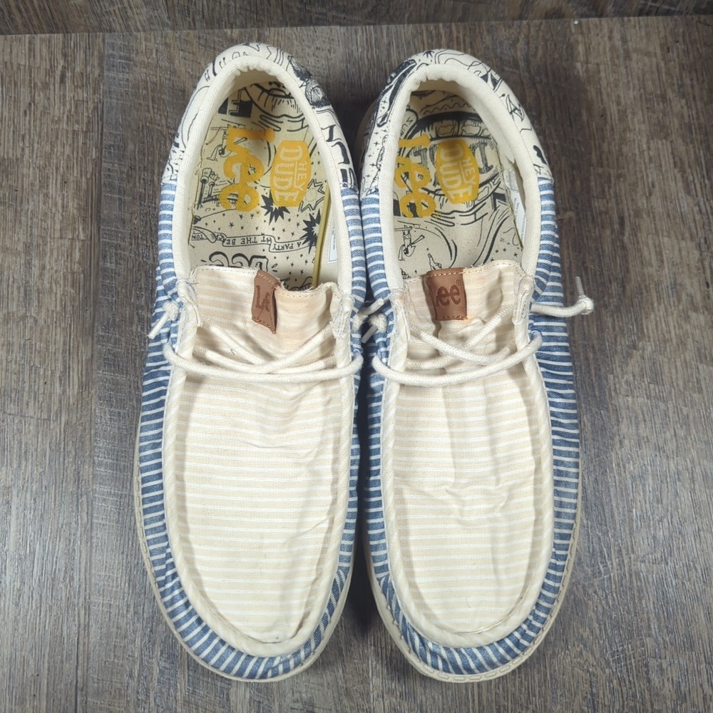 Hey Dude Wally Funk Lee Mens Sz 14 Blue Multi Slip On Canvas Lightweight Casual - Picture 5 of 15